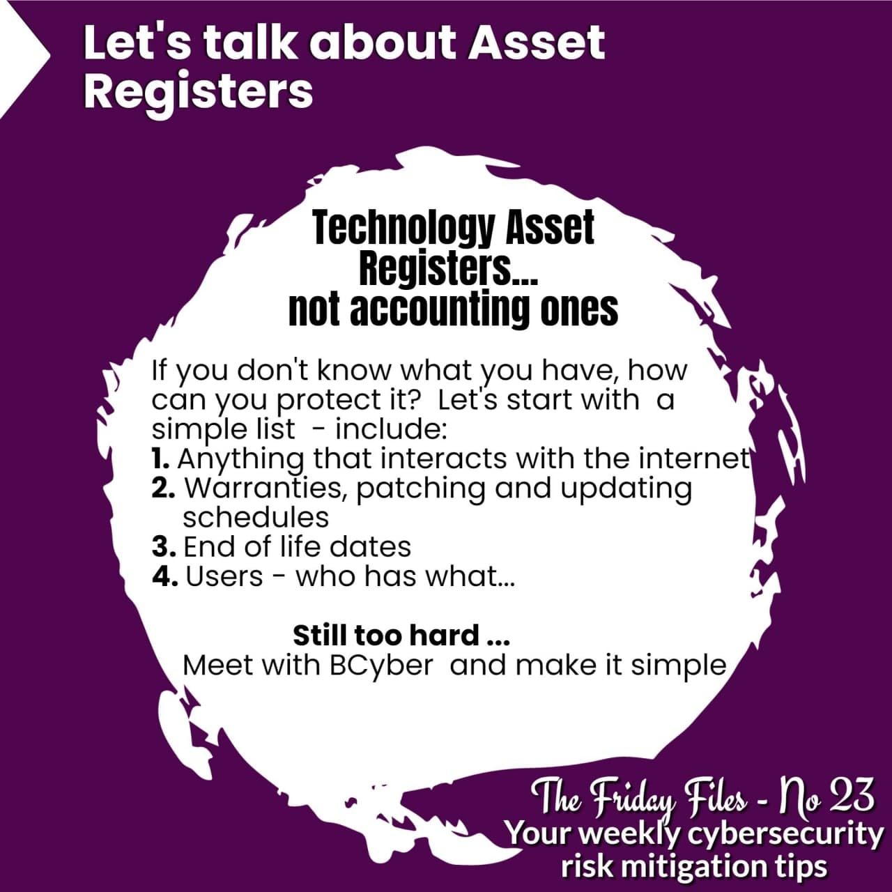 let's talk about asset registers