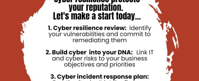 Cyber resilience protects your reputation. Let's make a start today